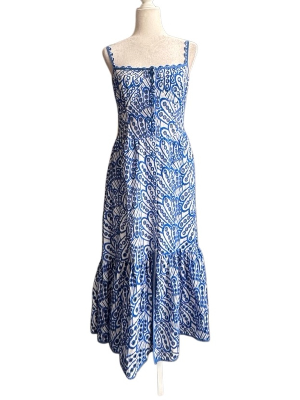 Zimmermann Eyelet Blue White Dress Ruffle Hem Cottagecore SZ 2 or S - Picture 16 of 16